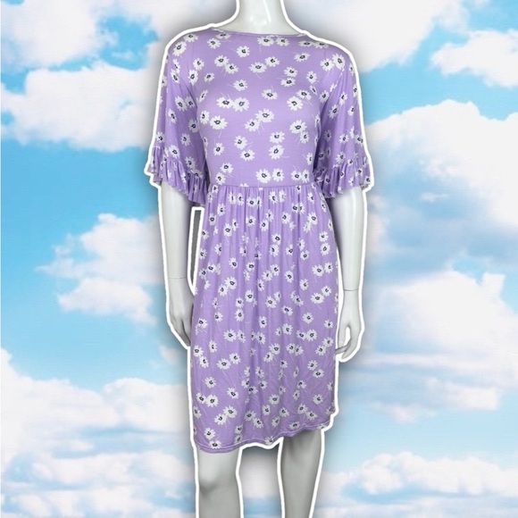 NWT ASOS CURVE Daisy Floral Print Ruffle Trim Babydoll Dress Cottagecore Pastel - Picture 3 of 13